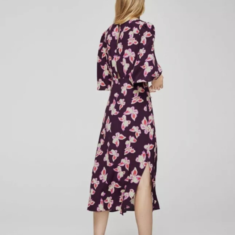 Mango butterfly midi Dress with sleeves